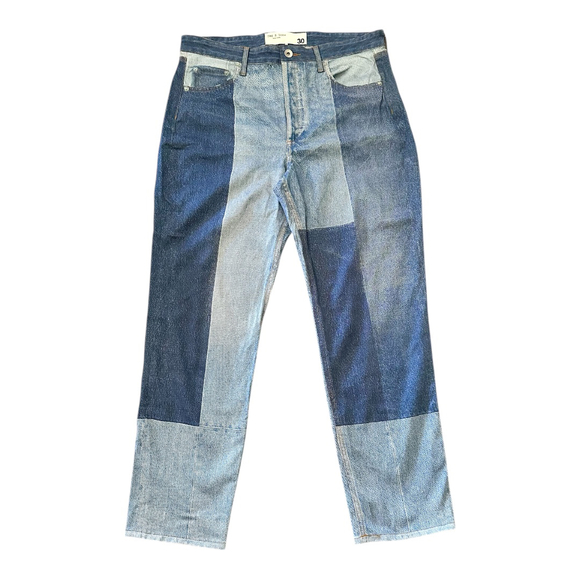 rag & bone Blue Patchwork High-Waisted Jeans - Size 30 - Picture 3 of 7